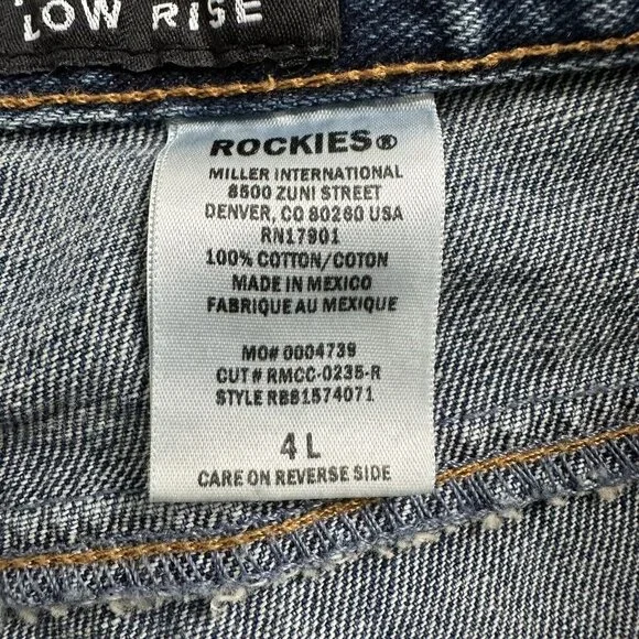 Rockies Women's Relaxed Low Rise Western Denim Jeans Size 4 L Tall Blue - Picture 12 of 13